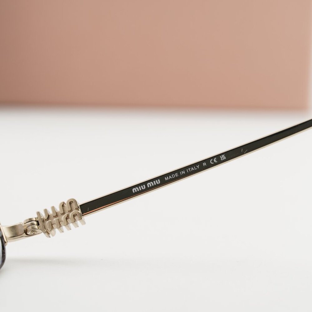 Miu Miu MUA54S ZVN80O Oval Sunglasses – Pale Gold\Clear Gradient Light Blue - Picture 8 of 10